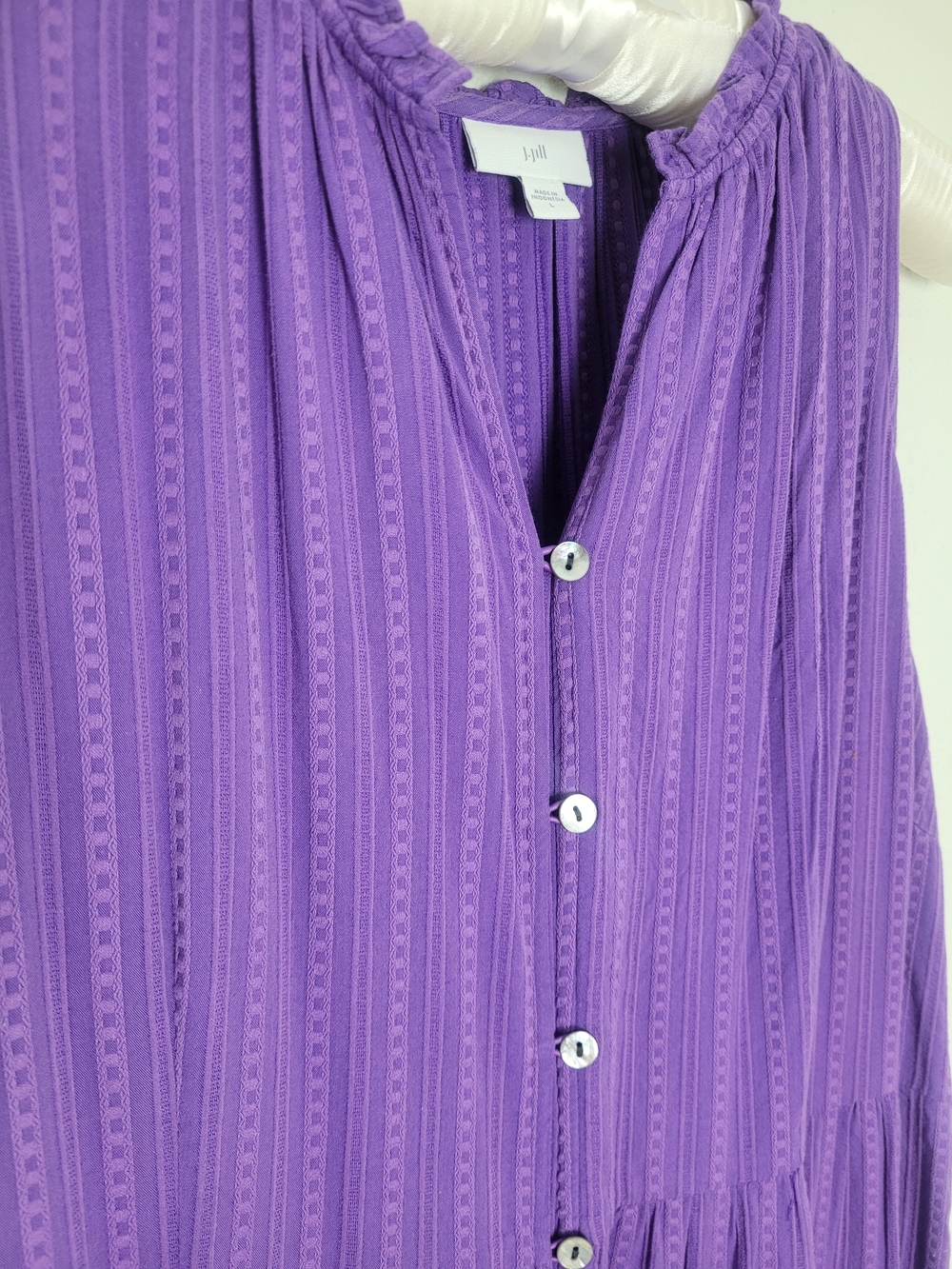 J. Jill Purple Sleeveless Button-Front Tiered Maxi Dress - Picture 4 of 12